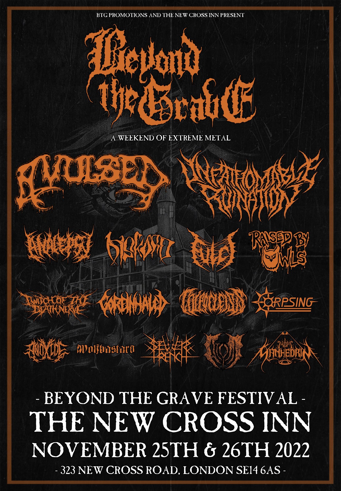 Sanhedrin live in London at New Cross Inn with Raised By Owls, Diskord, Corpsing, Wolfbastard and ATVM – 25 Nov 2022