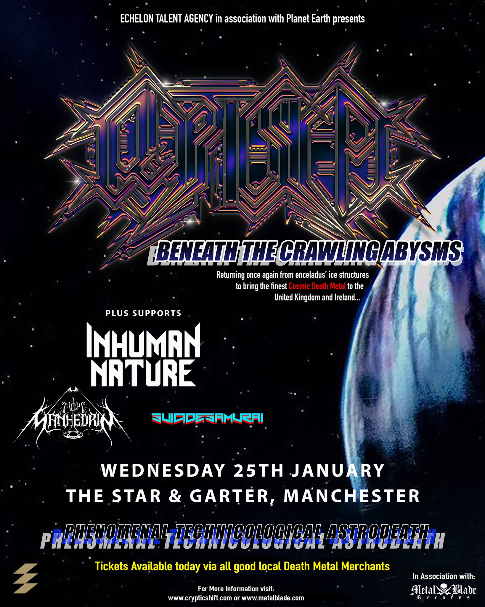 Sanhedrin live in Manchester at Star and Garter with Cryptic Shift, Inhuman Nature and Suicide Samurai – 26 Jan 2023