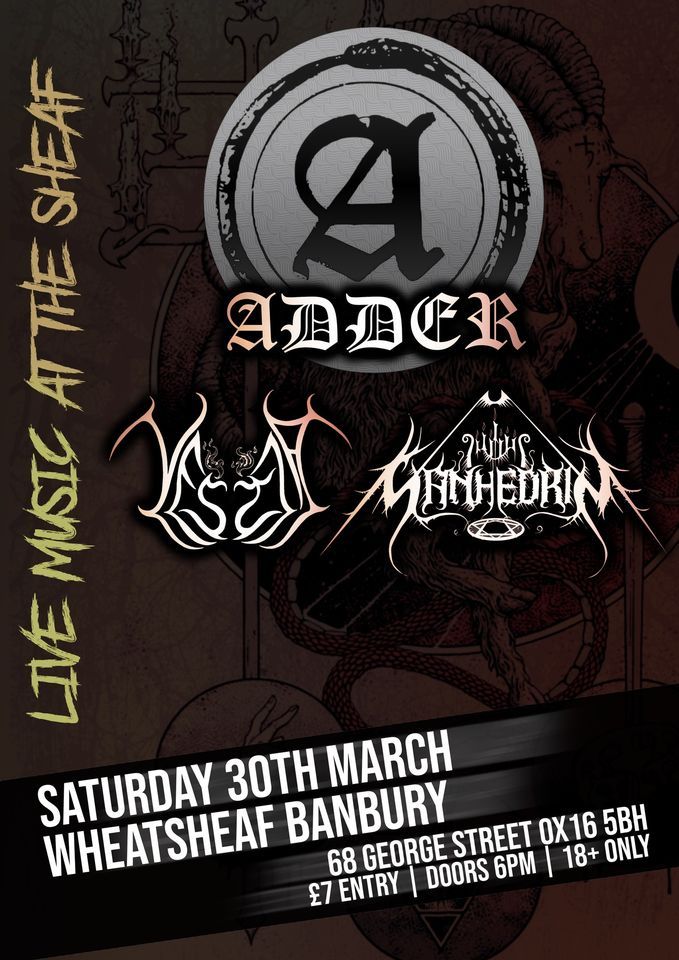 Sanhedrin live in Banbury at The Wheatsheaf with Adder and Vestia – 30 Mar 2024