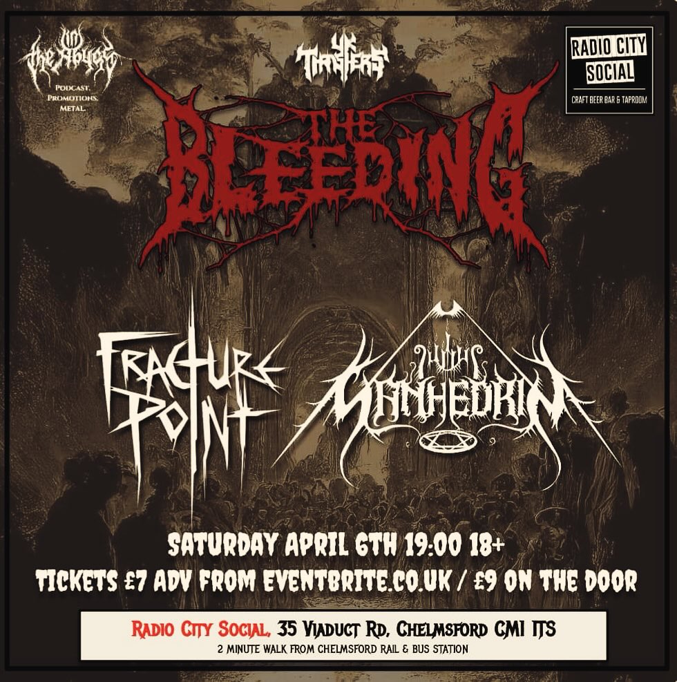 Sanhedrin live in Chelmsford Essex at Radio City Social with The Bleeding and Fracture Point – 06 Apr 2024