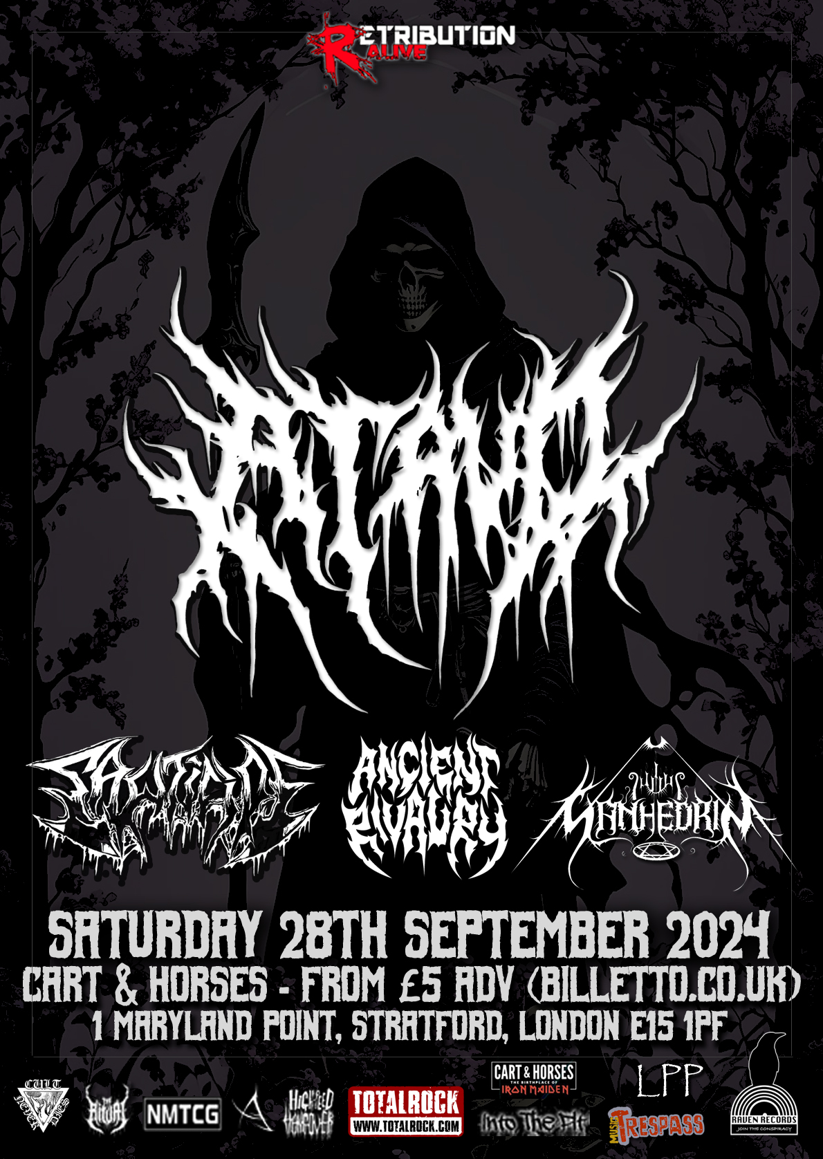 Sanhedrin live in London at Cart & Horses with Ataud, Sawticide and Ancient Rivalry – 24 Sep 2024
