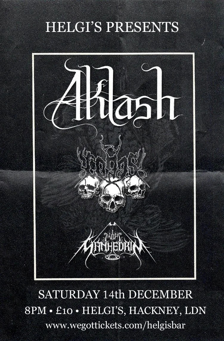 Sanhedrin live in London at Helgis with Aklash and Cogas – 14 Dec 2024