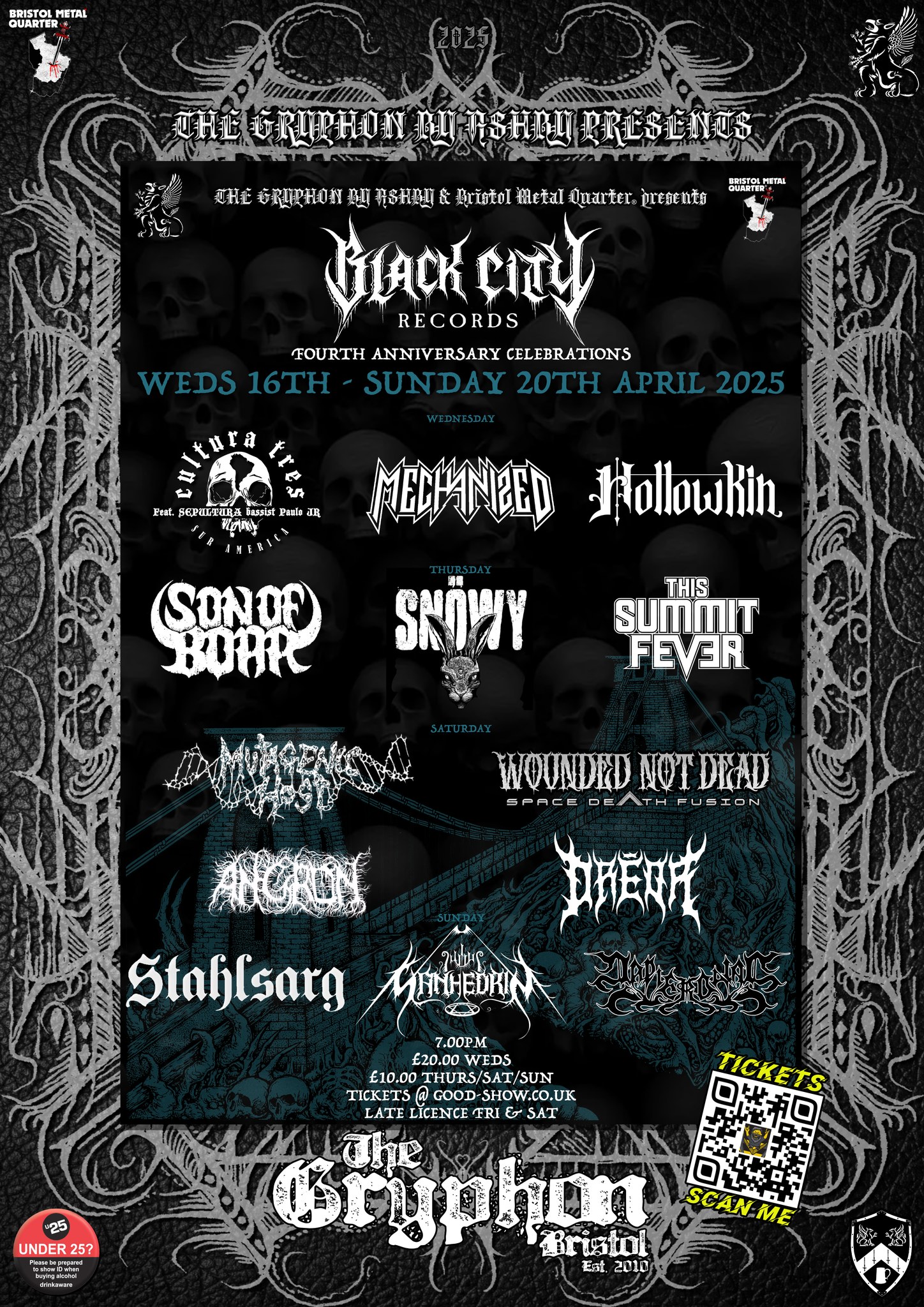 Sanhedrin live in Bristol at The Gryphon with Stahlsgarg and Napierdalac – 20 Apr 2025