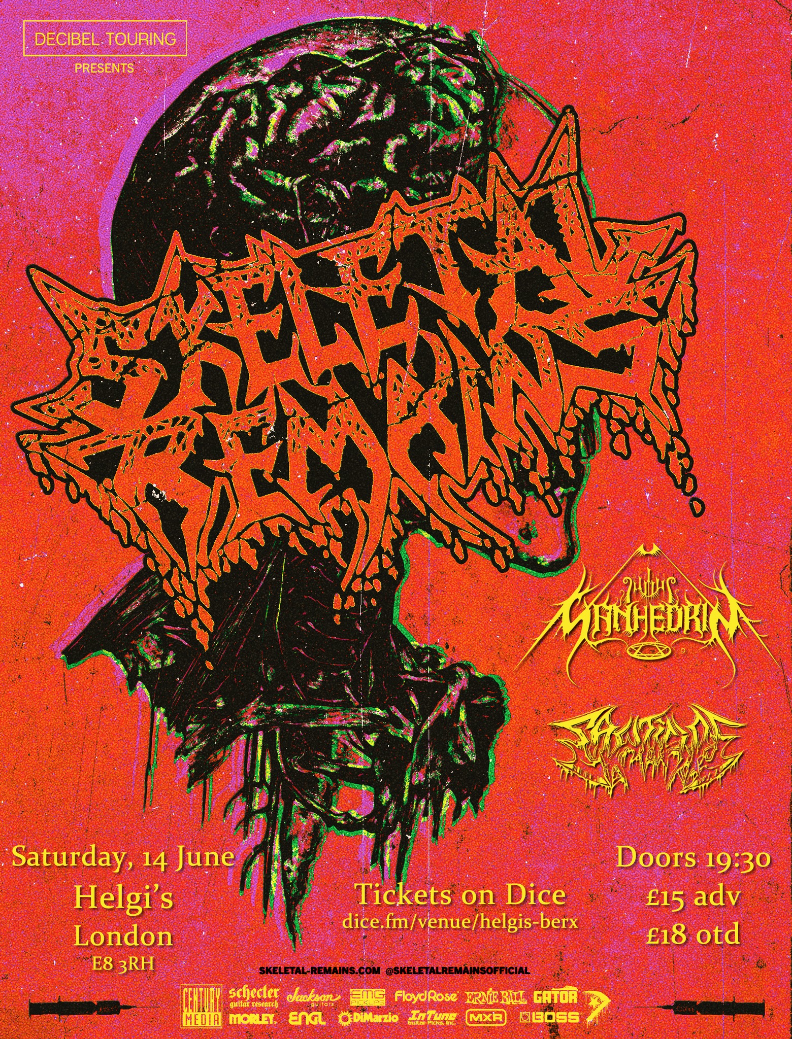 Sanhedrin live in London at Helgis with Skeletal Remains and Sawticide – 14 Jun 2025