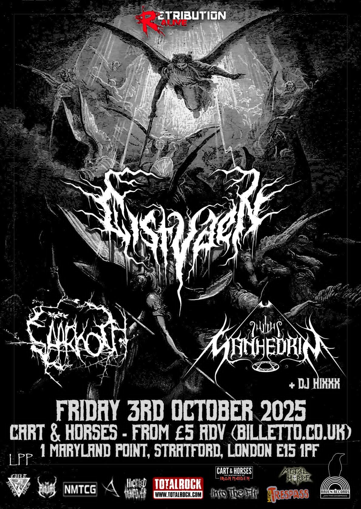 Sanhedrin live in London at Cart & Horses with Cistvaen and Saarkoth – 03 Oct 2025